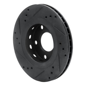 Audi A8 Brake Rotor (1) - Rear Right - R1 Concepts - Drilled & Slotted - Black - `00-`03